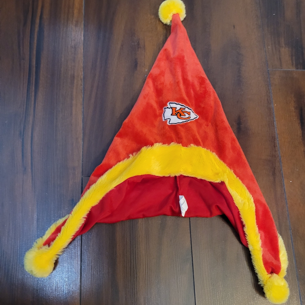 Forever Collectibles Red and Yellow Kansas City Cheifs Hat Santa Hat